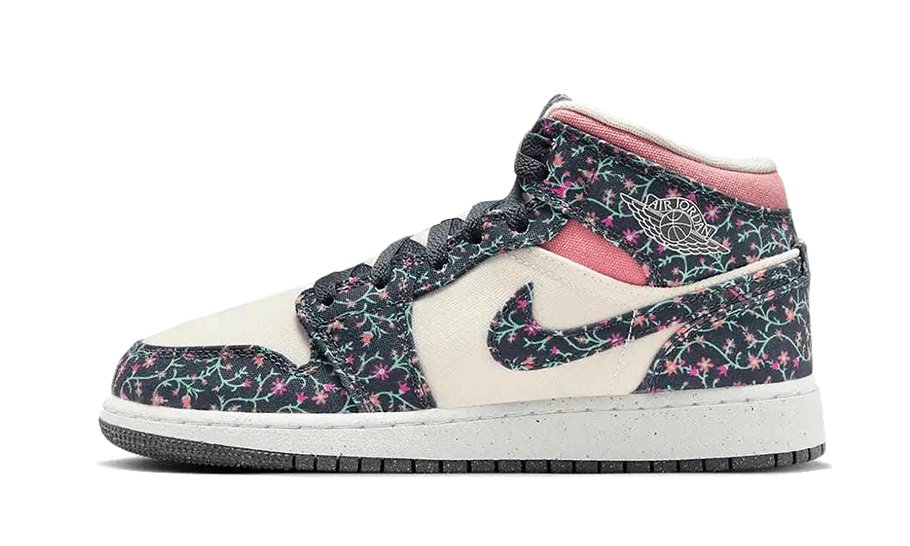 Air Jordan 1 Mid Floral Canvas - FJ3451 - 001 - sneakers