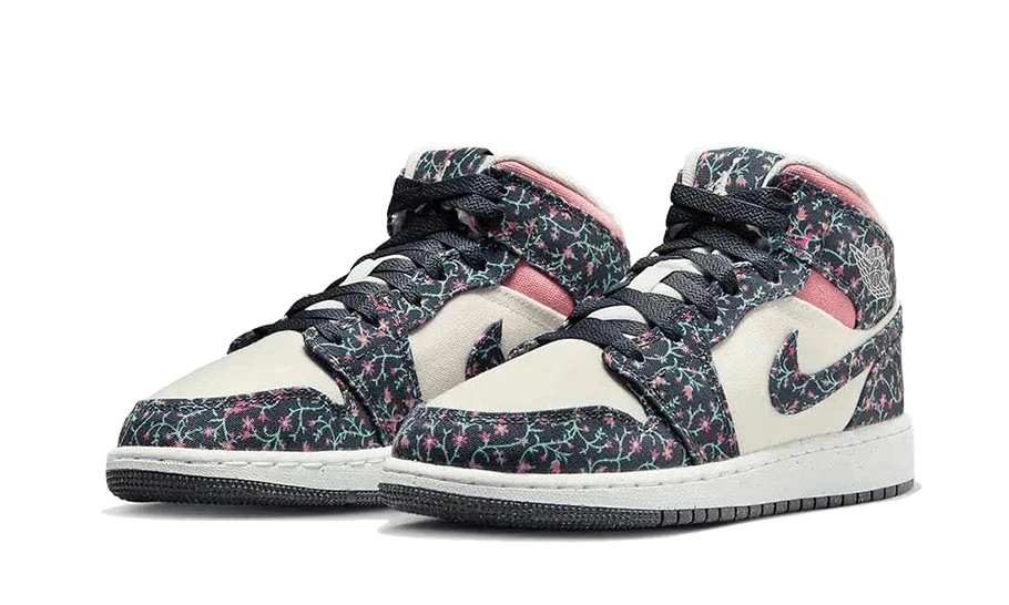 Air Jordan 1 Mid Floral Canvas - FJ3451 - 001 - sneakers