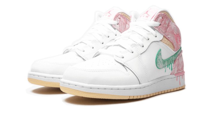 Nike hotsell Air Jordan 1 Mid Paint Drip Ice Cream White Pink