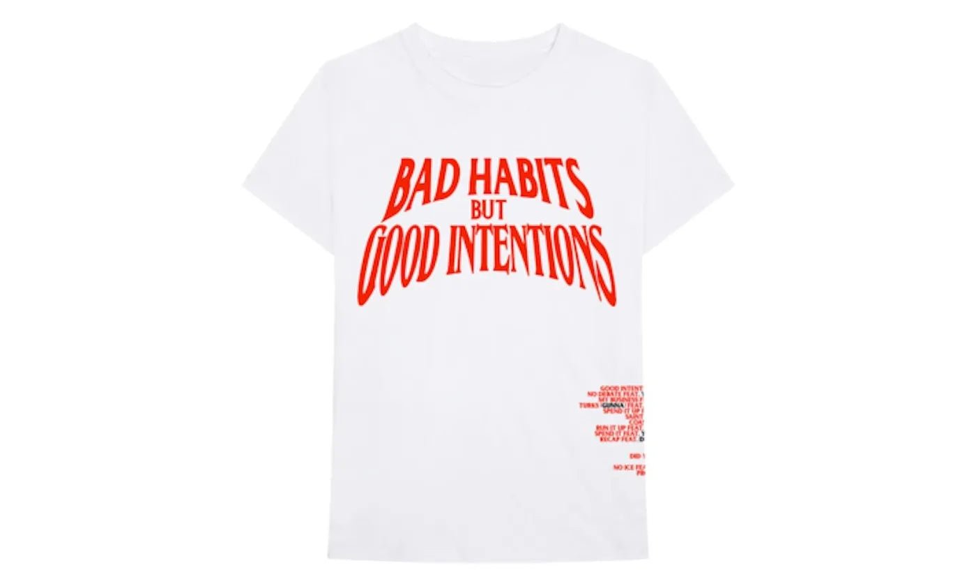 Nav x Vlone Bad Habits Tee White - NAV - NXVBHT - WHITE - apparels