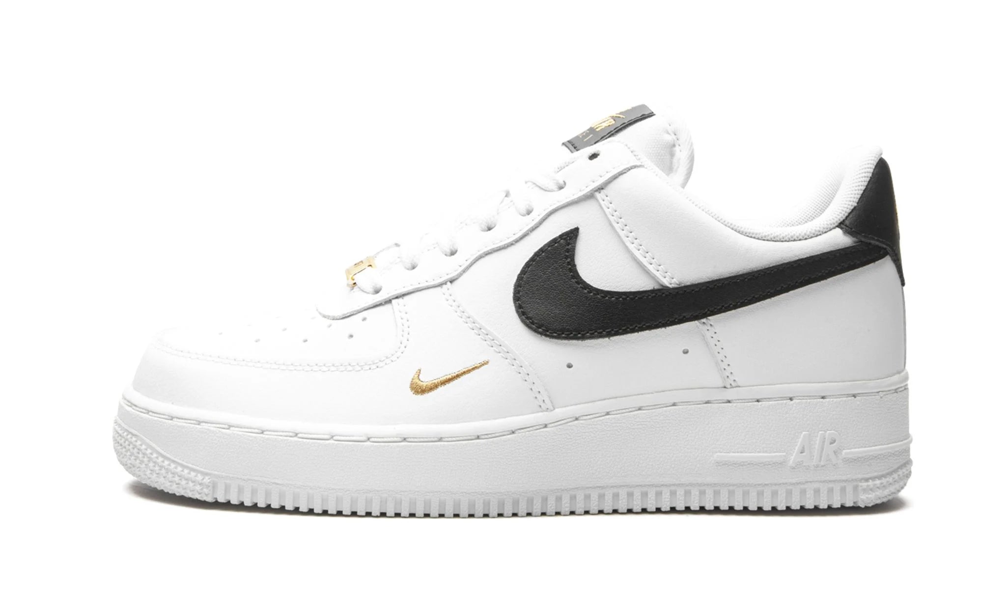 Nike Air Force 1 Low '07 Essential White Black Gold Mini Swoosh - CZ0270 - 102 - sneakers